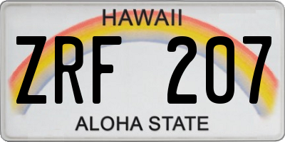 HI license plate ZRF207