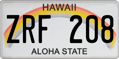 HI license plate ZRF208