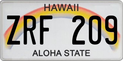 HI license plate ZRF209