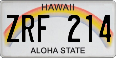 HI license plate ZRF214