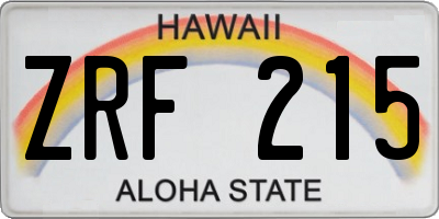 HI license plate ZRF215