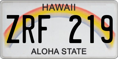 HI license plate ZRF219