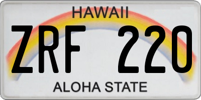 HI license plate ZRF220