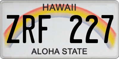 HI license plate ZRF227