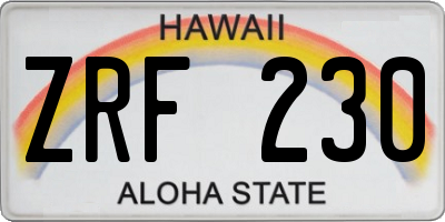 HI license plate ZRF230