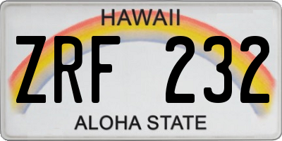 HI license plate ZRF232