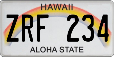 HI license plate ZRF234