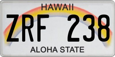 HI license plate ZRF238