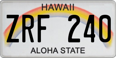 HI license plate ZRF240