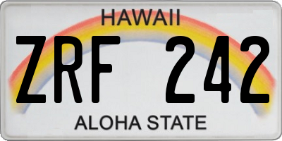 HI license plate ZRF242