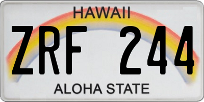 HI license plate ZRF244