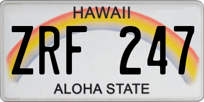 HI license plate ZRF247