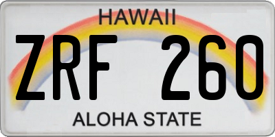 HI license plate ZRF260