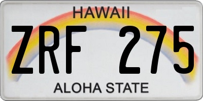 HI license plate ZRF275