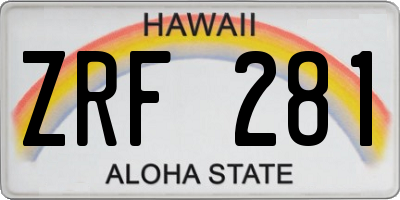 HI license plate ZRF281