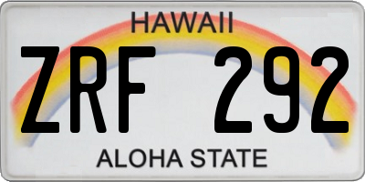 HI license plate ZRF292