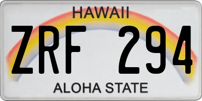 HI license plate ZRF294