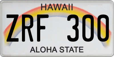 HI license plate ZRF300