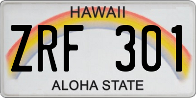 HI license plate ZRF301