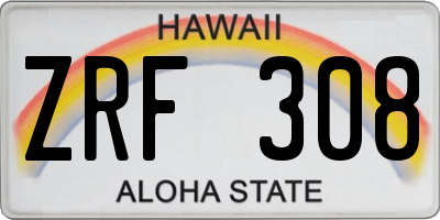HI license plate ZRF308