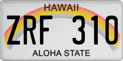 HI license plate ZRF310