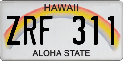 HI license plate ZRF311
