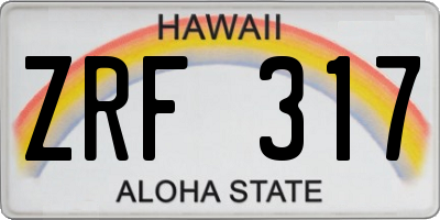 HI license plate ZRF317