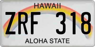HI license plate ZRF318
