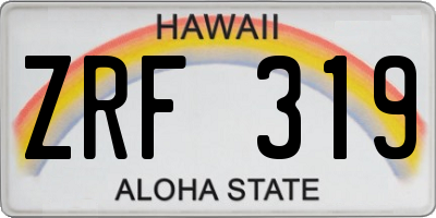 HI license plate ZRF319