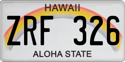 HI license plate ZRF326