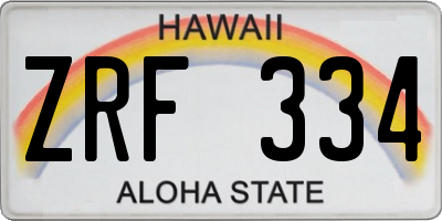 HI license plate ZRF334