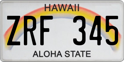 HI license plate ZRF345