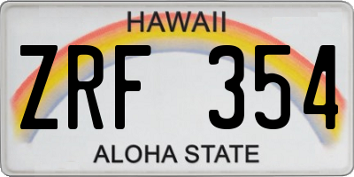 HI license plate ZRF354