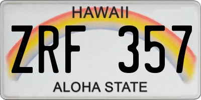 HI license plate ZRF357