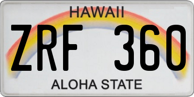 HI license plate ZRF360
