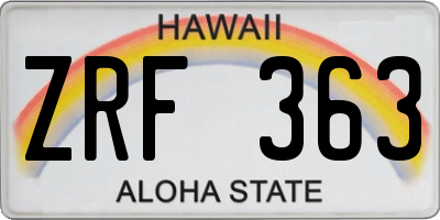HI license plate ZRF363