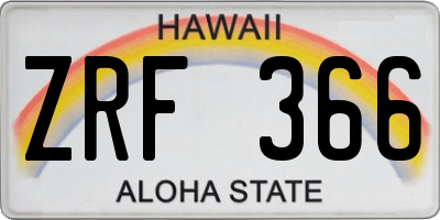 HI license plate ZRF366