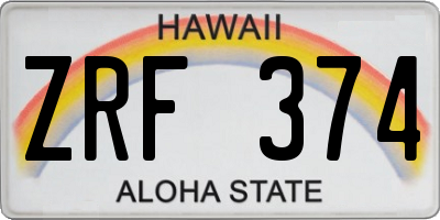 HI license plate ZRF374