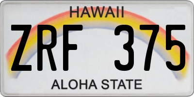 HI license plate ZRF375