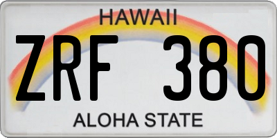 HI license plate ZRF380
