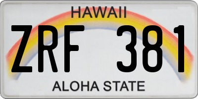 HI license plate ZRF381