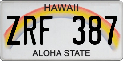 HI license plate ZRF387
