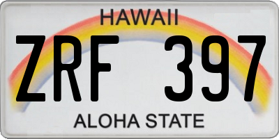 HI license plate ZRF397