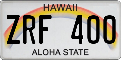 HI license plate ZRF400