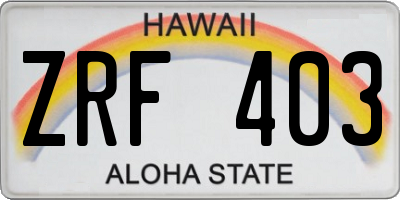 HI license plate ZRF403