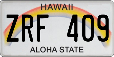 HI license plate ZRF409