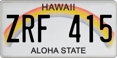 HI license plate ZRF415