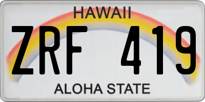 HI license plate ZRF419