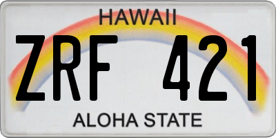 HI license plate ZRF421