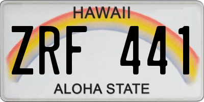 HI license plate ZRF441